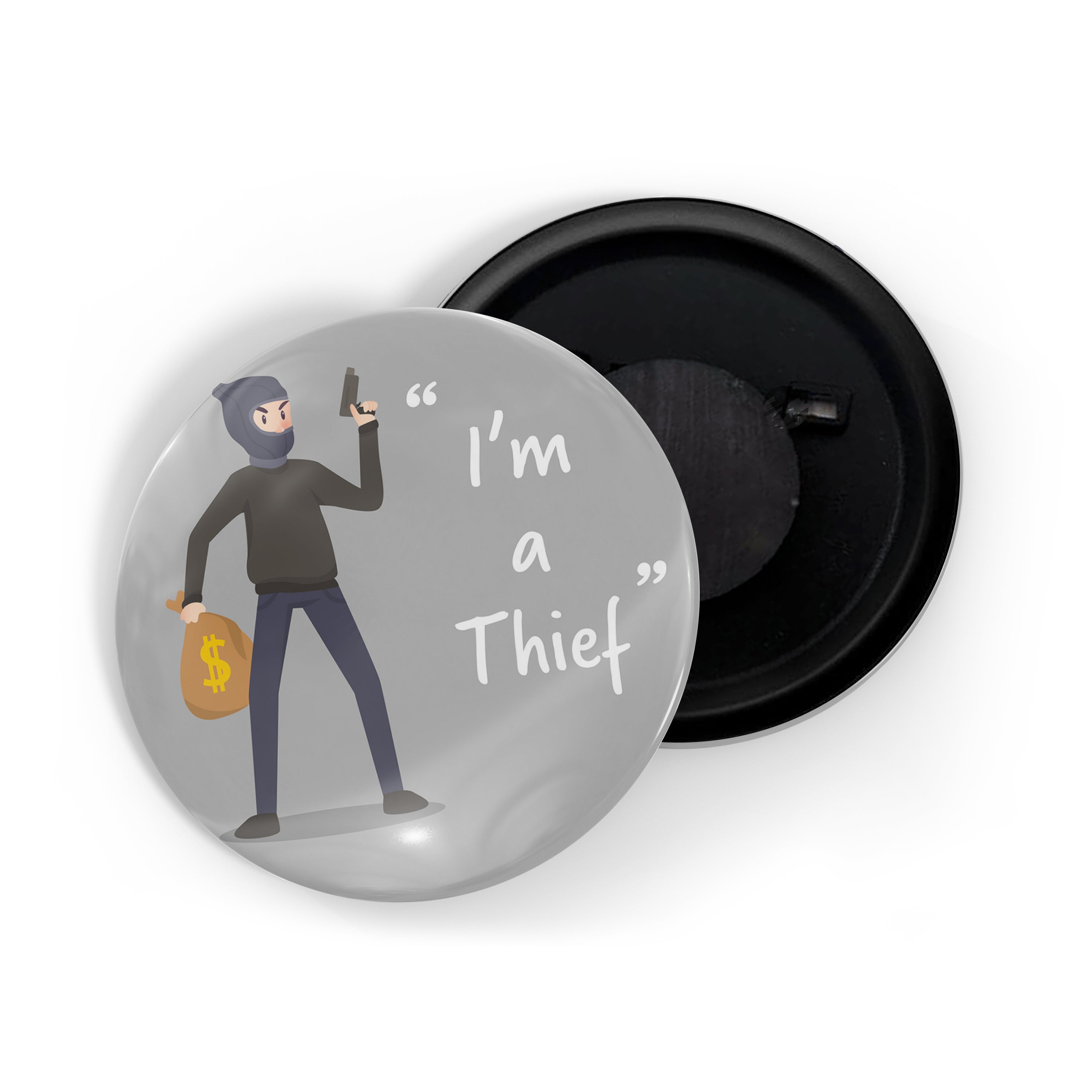 dhcrafts Round Fridge Magnet Grey Color Profession I'm A Thief Glossy Finish Design Pack of 1 (75 mm)
